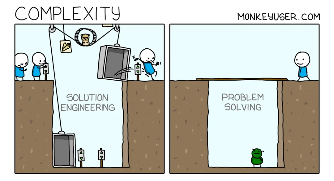 Engineer-focused visual contrasting maker pride with user frustration